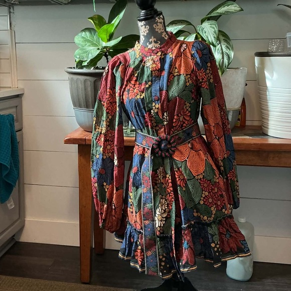 FARM Rio Dresses & Skirts - FARM Rio Multicolor Floral Long-Sleeve Mini Dress